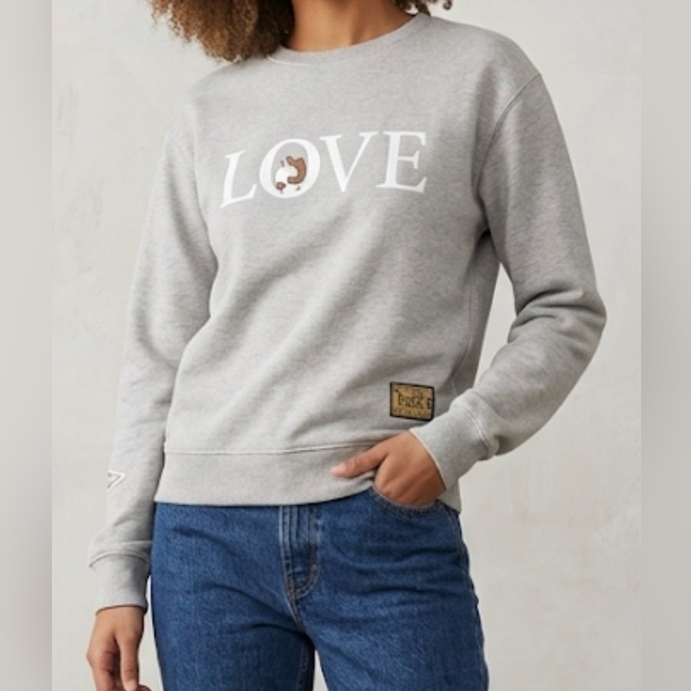PLF Pushbutton Line Friends Gray Love‎ Graphic Sweatshirt LFCL10040160 Mens M